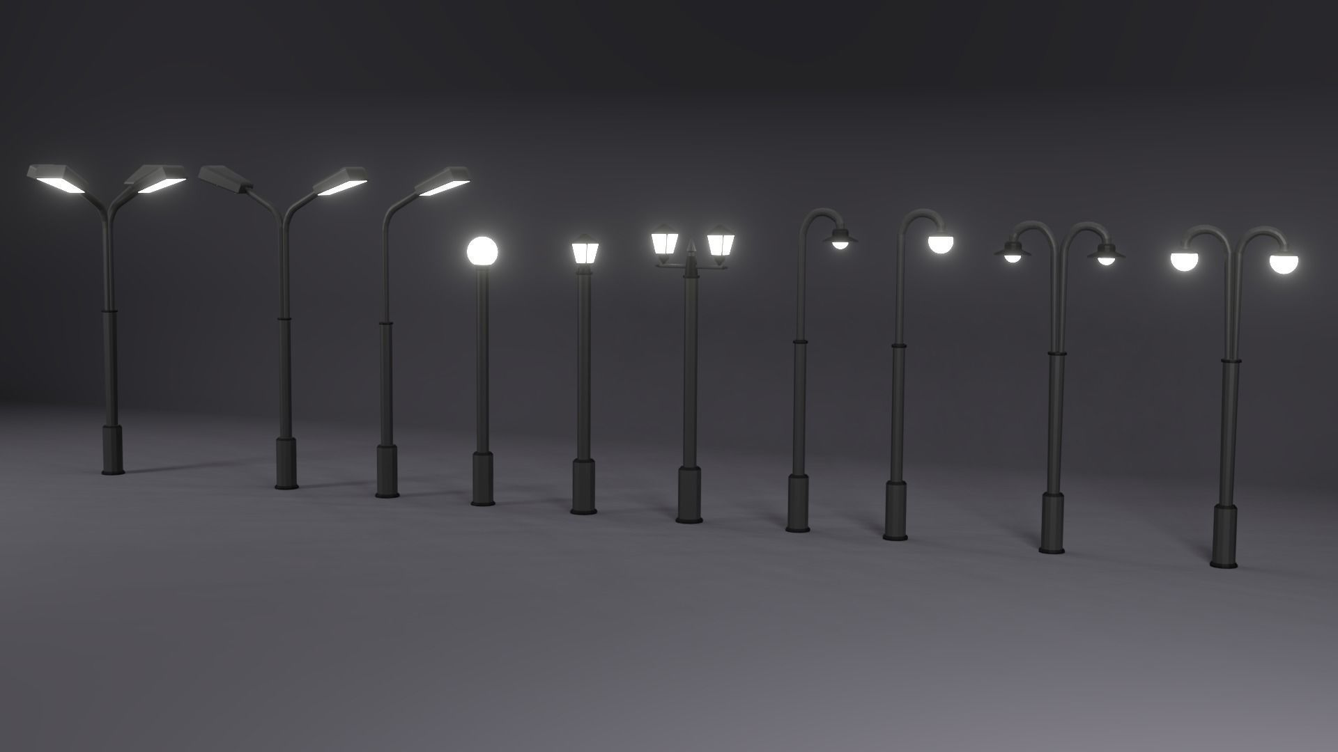 Low Poly Street Lights Low-poly 3D model_3