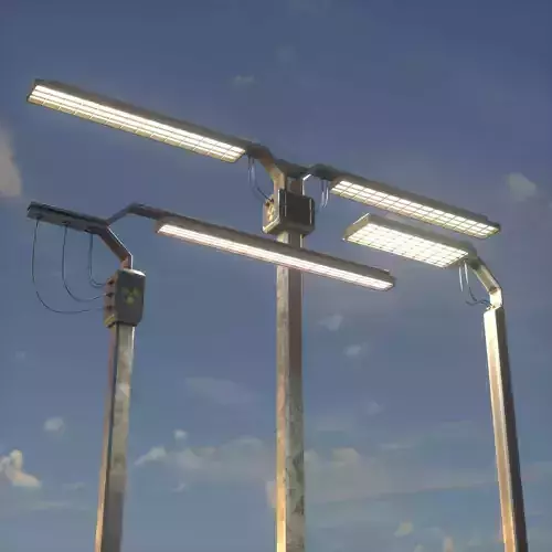 Cyberpunk-style street lights