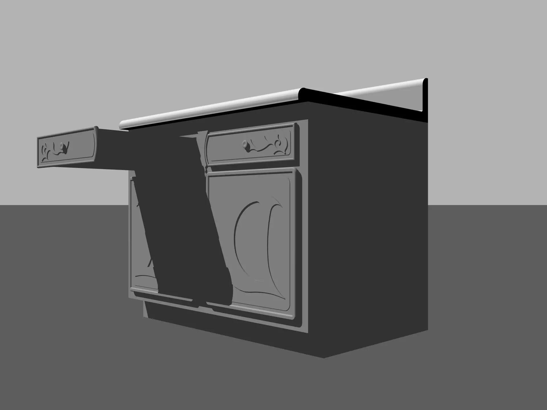 D Cabinet kitchen with drawers Free 3D model