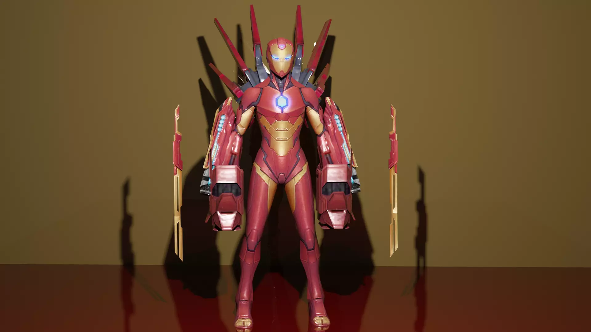 Ironheart robot with wings on table Low-poly 3D model
