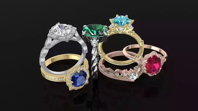 Engagement ring 3D Model Collection