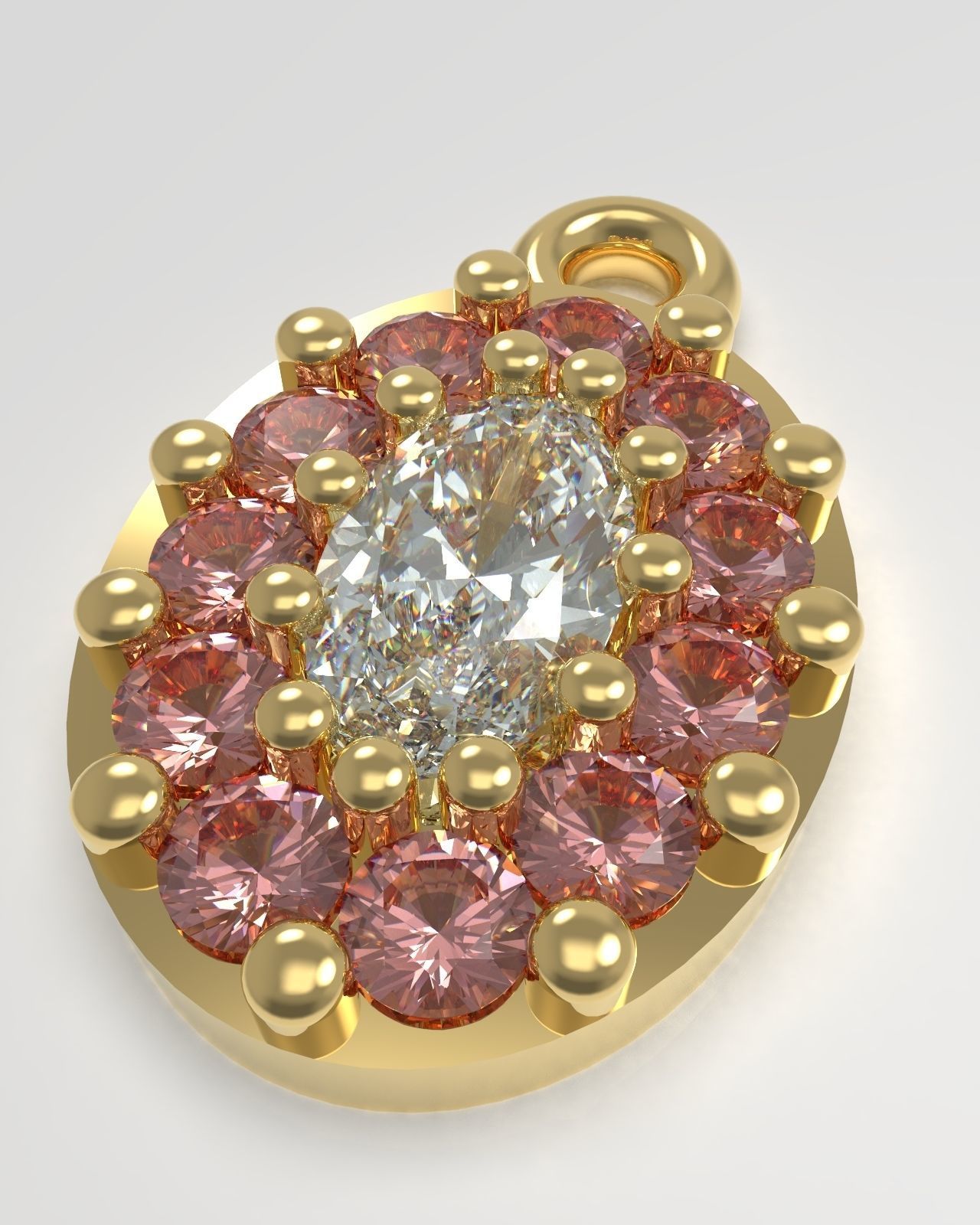 Oval pendant 3D print model_1