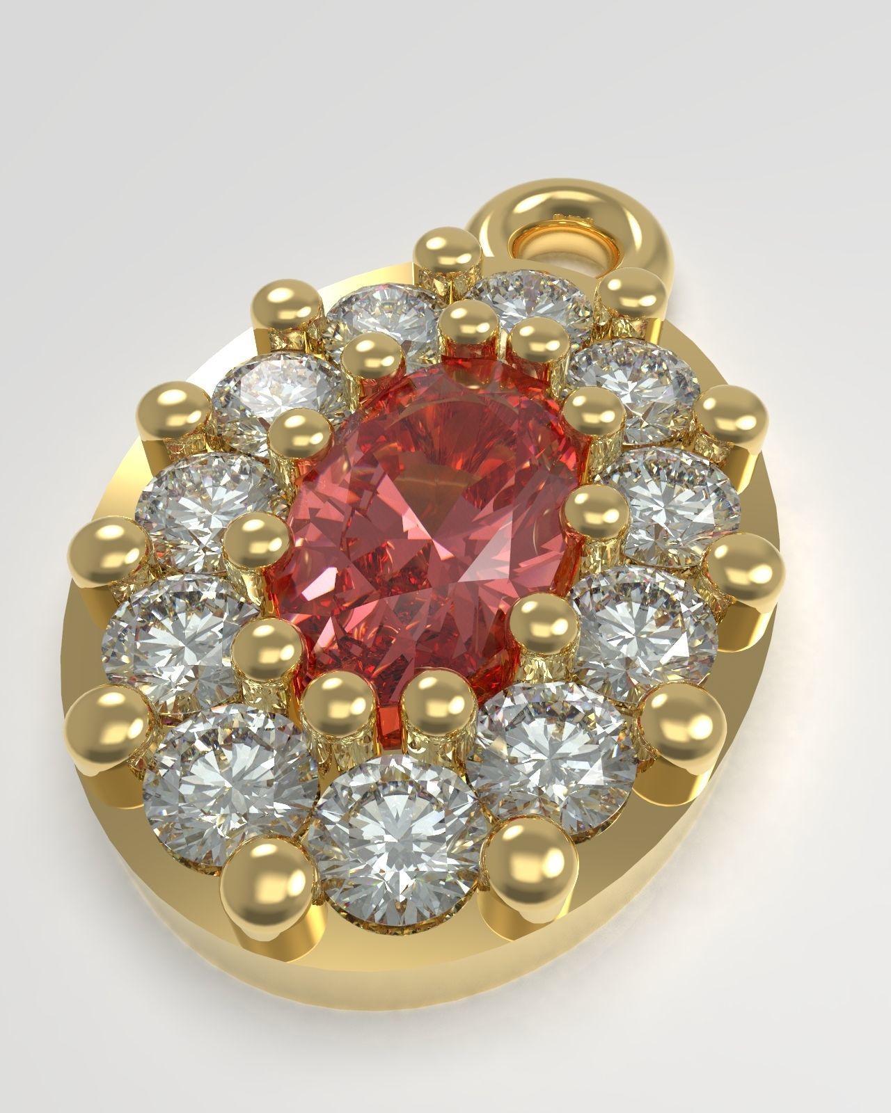 Oval pendant 3D print model_3