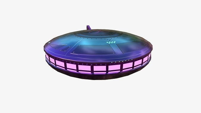 Alien Spaceship UFO A04 Purple Blue - Sci Fi Spacecraft Design Low-poly 3D model