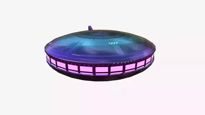 Alien Spaceship UFO A04 Purple Blue - Sci Fi Spacecraft Design Low-poly 3D model