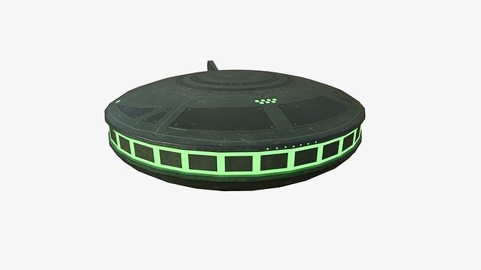 Alien Spaceship UFO A05 Green - Sci Fi Spacecraft Design Low-poly 3D model