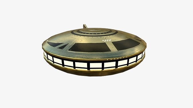 Alien Spaceship UFO A07 Gold - Sci Fi Spacecraft Design Low-poly 3D model