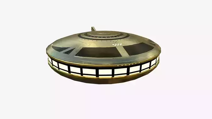Alien Spaceship UFO A07 Gold - Sci Fi Spacecraft Design Low-poly 3D model