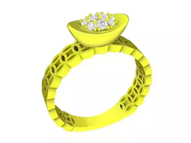 Lucky Chinese Gold Bar Diamond women ring new year 4500 3D print model