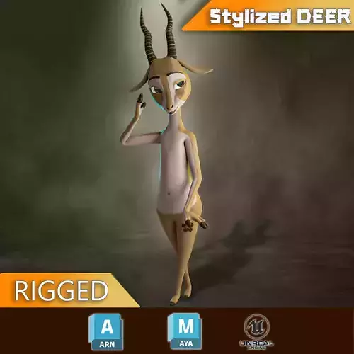 Stylized Deer Rigged Low-poly 3D model