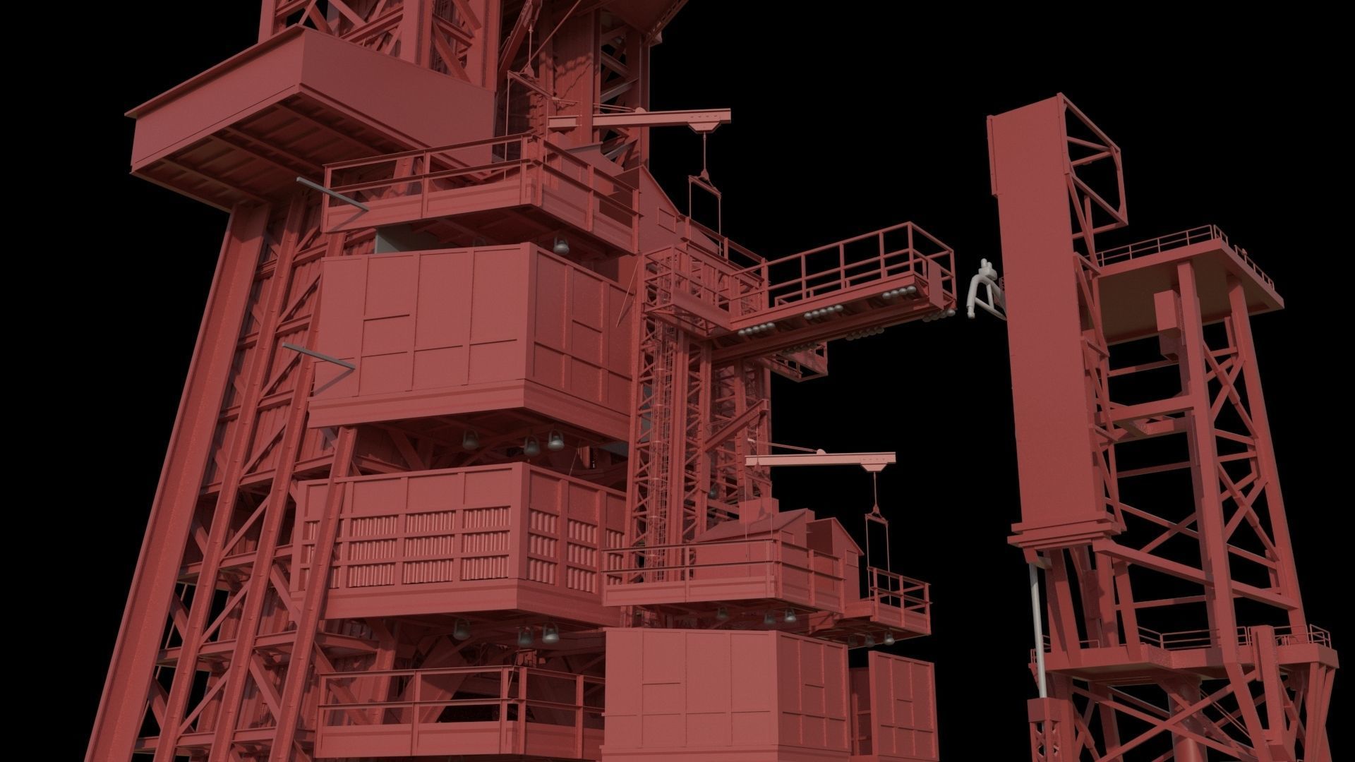 High quality 3D model Mercury Redstone launchpad 3D model_2