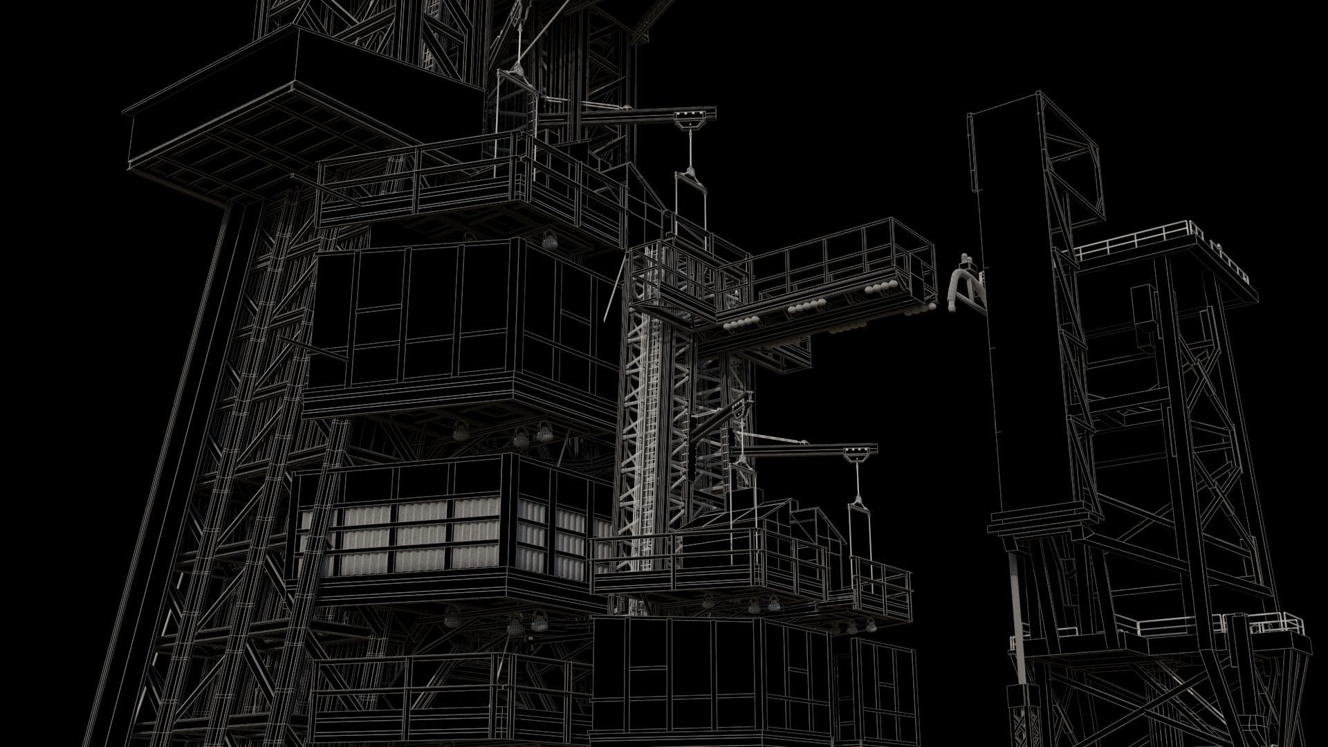 High quality 3D model Mercury Redstone launchpad 3D model_10