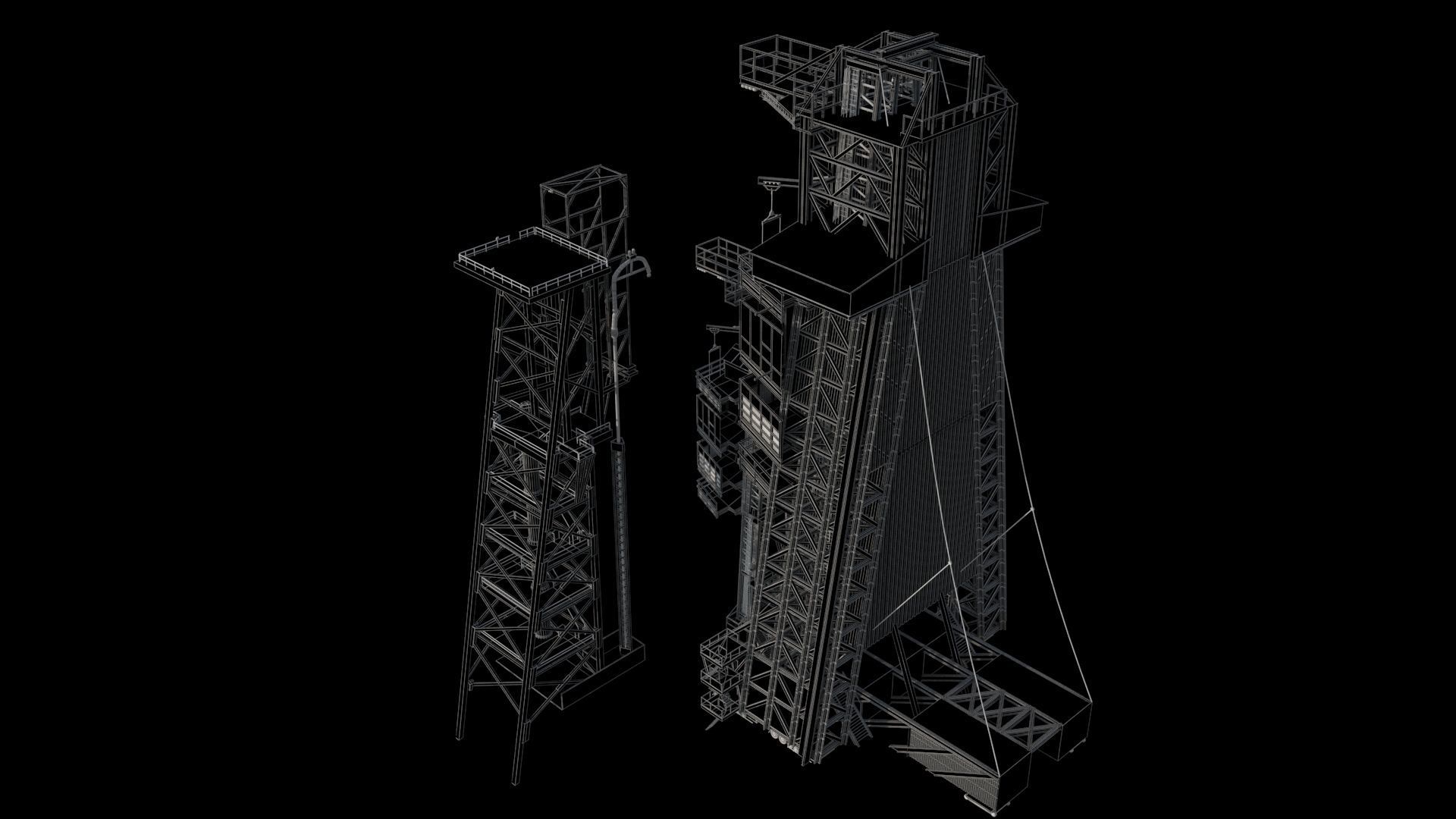 High quality 3D model Mercury Redstone launchpad 3D model_8