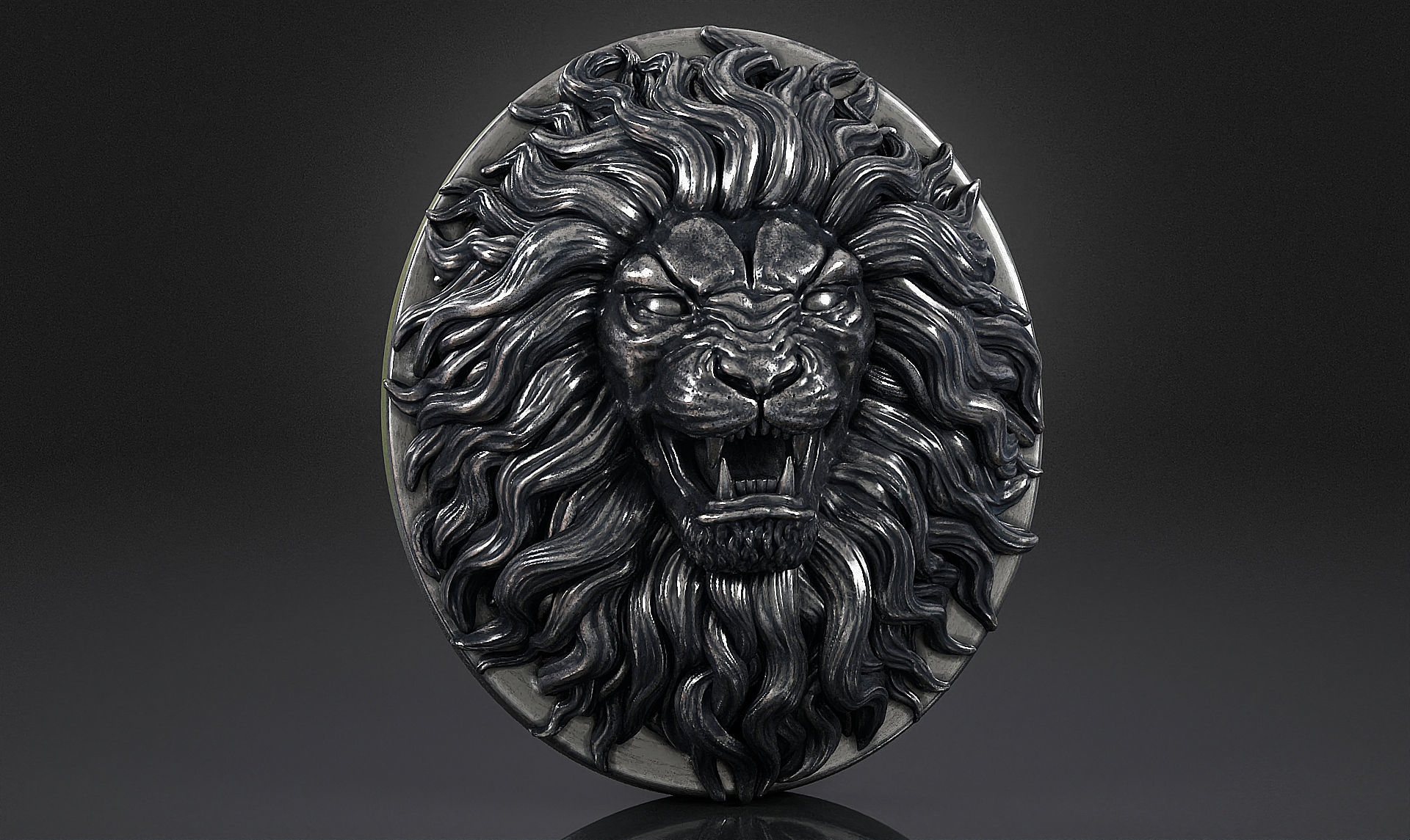 Lion Head Pendant a03  3D print model_3