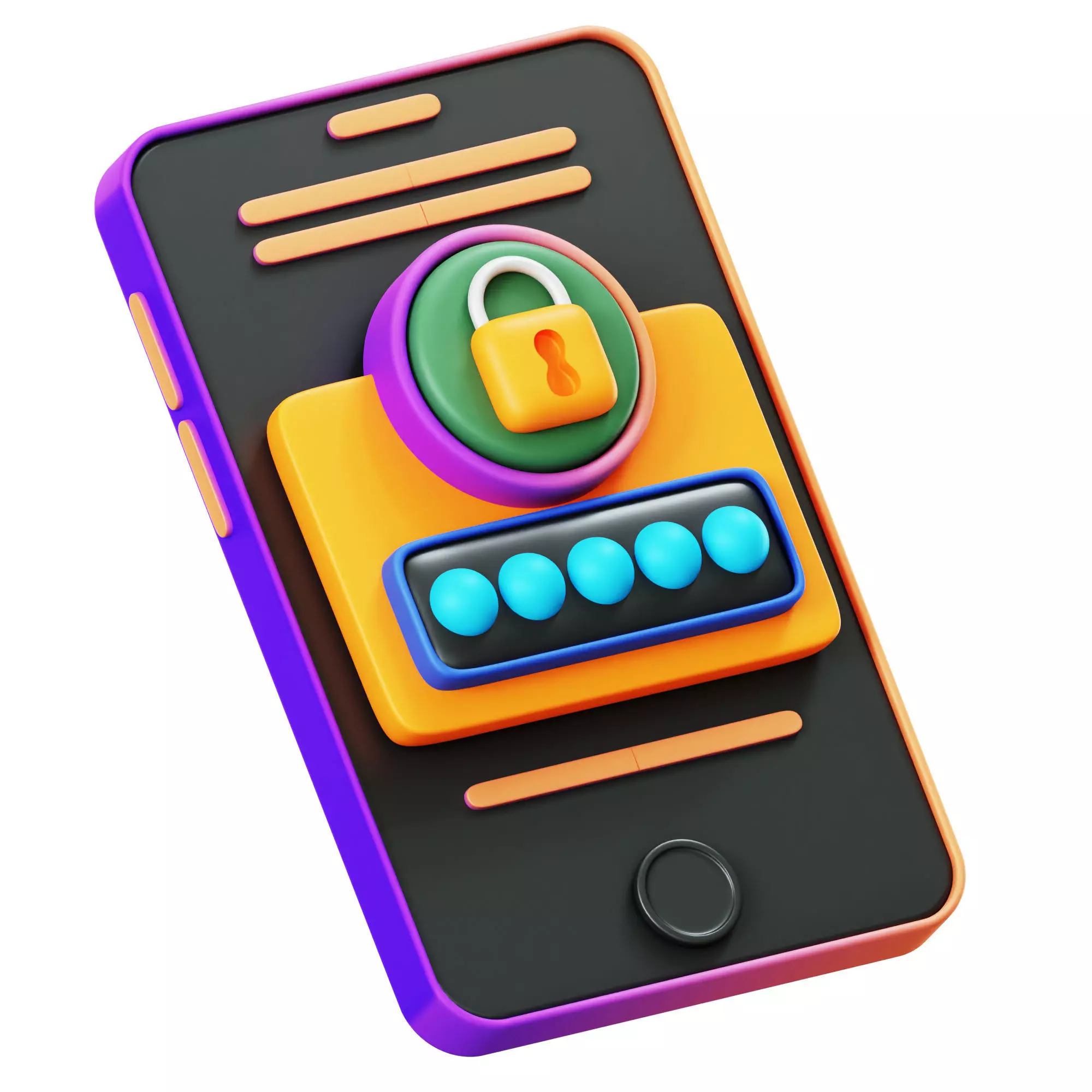 Mobile Password 3D Icon Low-poly 3D model_0