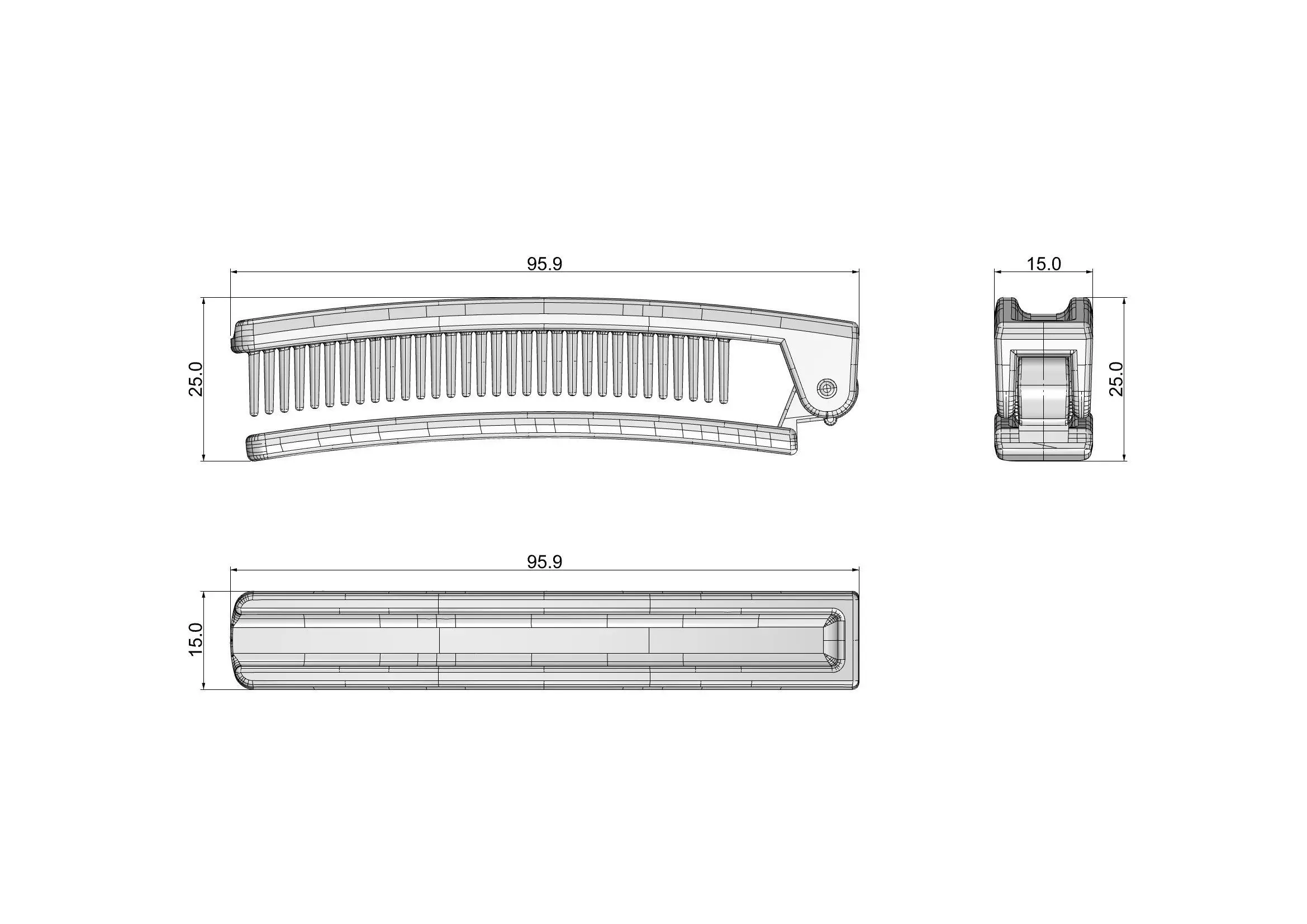 Hair comb 3D print model_12