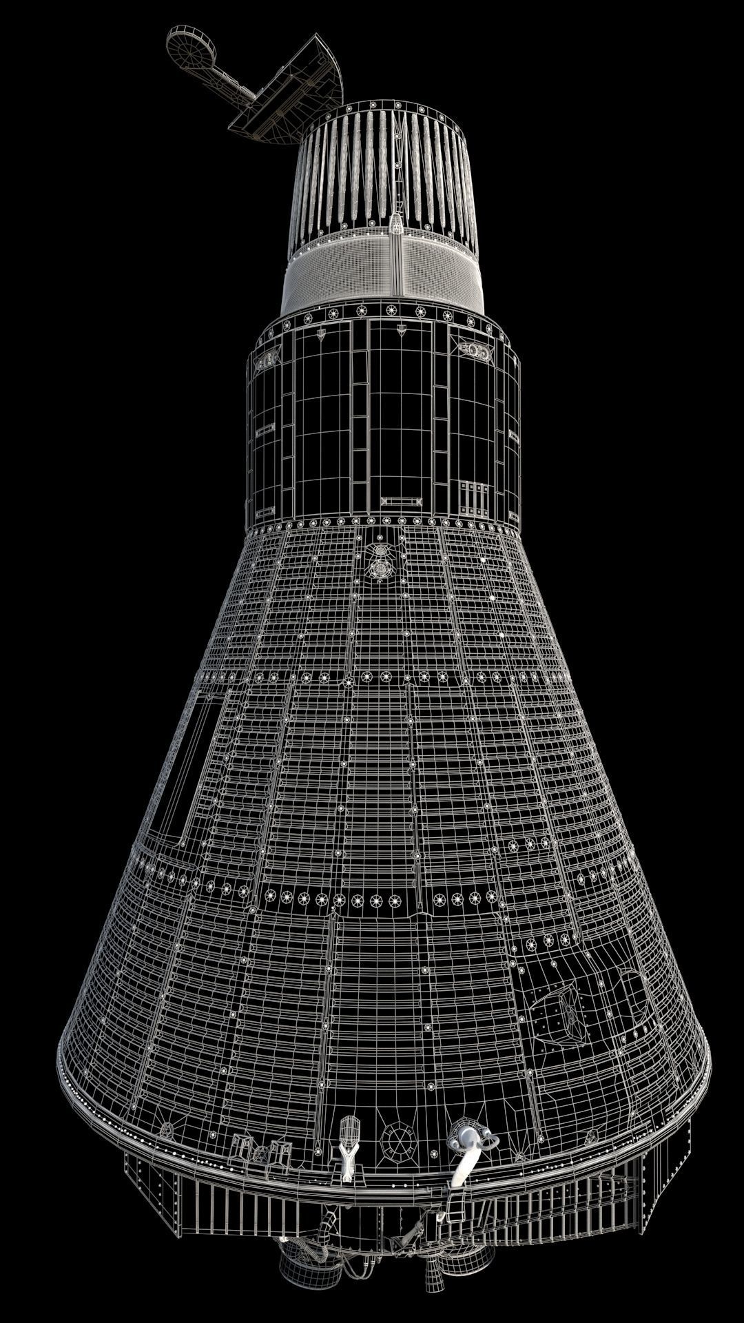 HIgh quality 3D model Mercury Friendship7 capsule 3D model_8