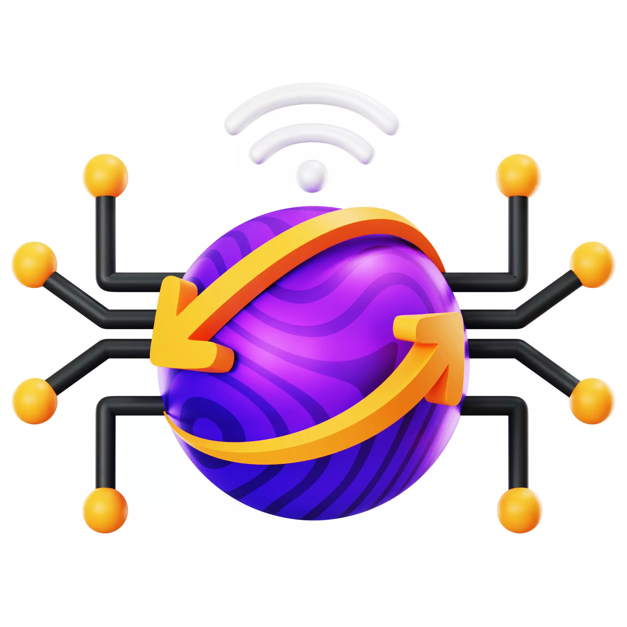 Smart Network 3D Icon Low-poly 3D model_0