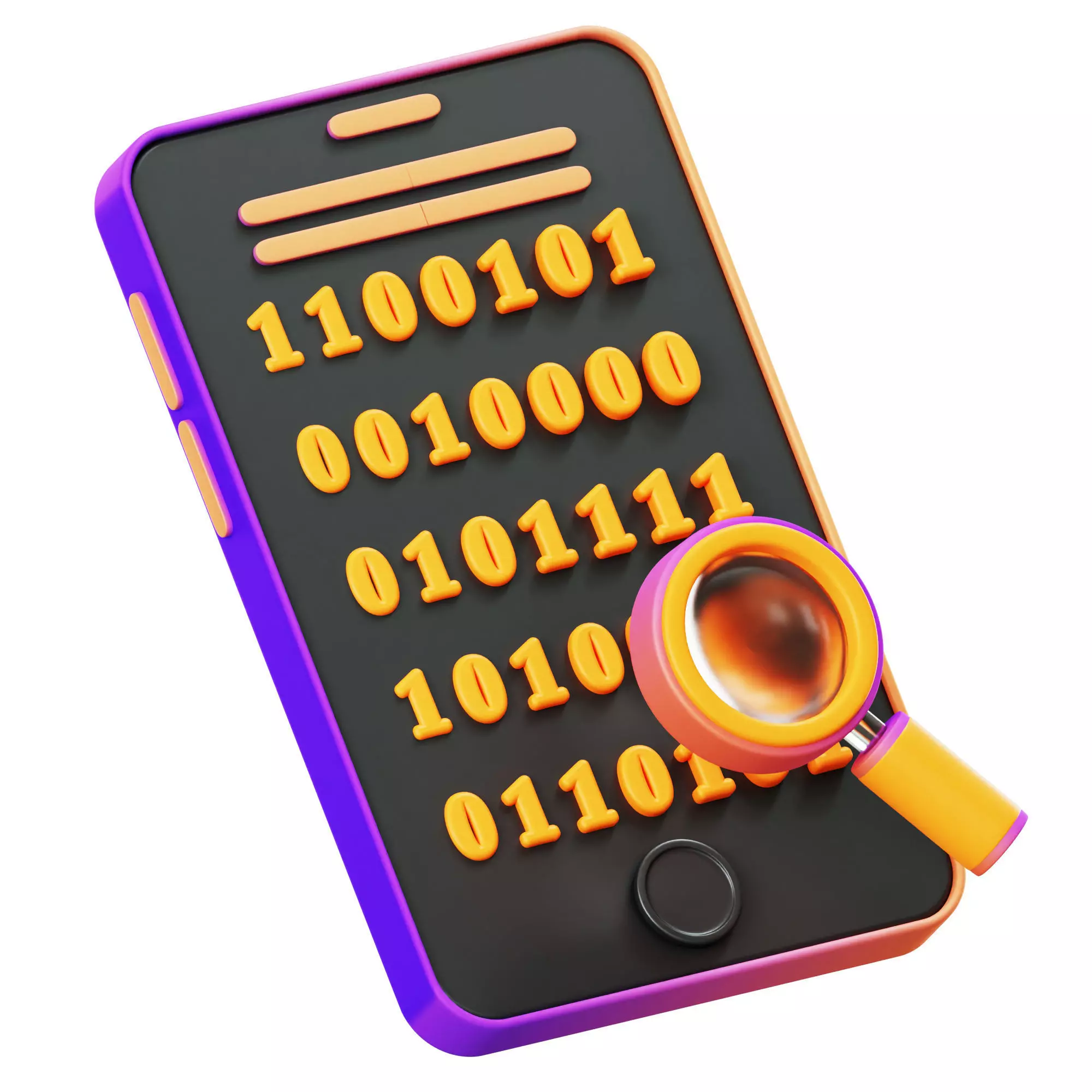 Binary Code 3D Icon Low-poly 3D model_0