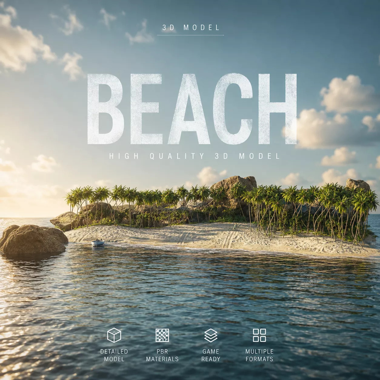 Beach Island With realistic textures 3D model
