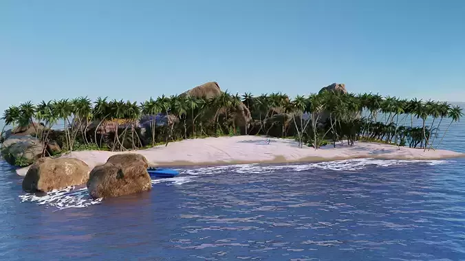 Beach  Island With realistic textures  3D model