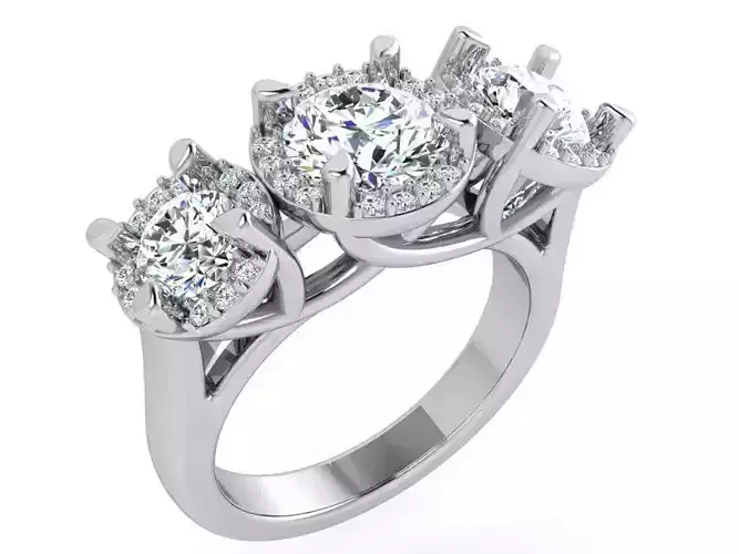 3-Stone diamond ring 3556 3D print model 