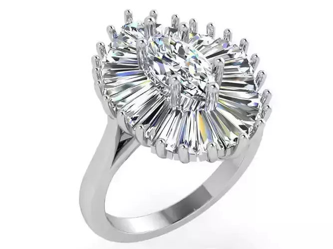 Floral diamond ring 3557 3D print model 