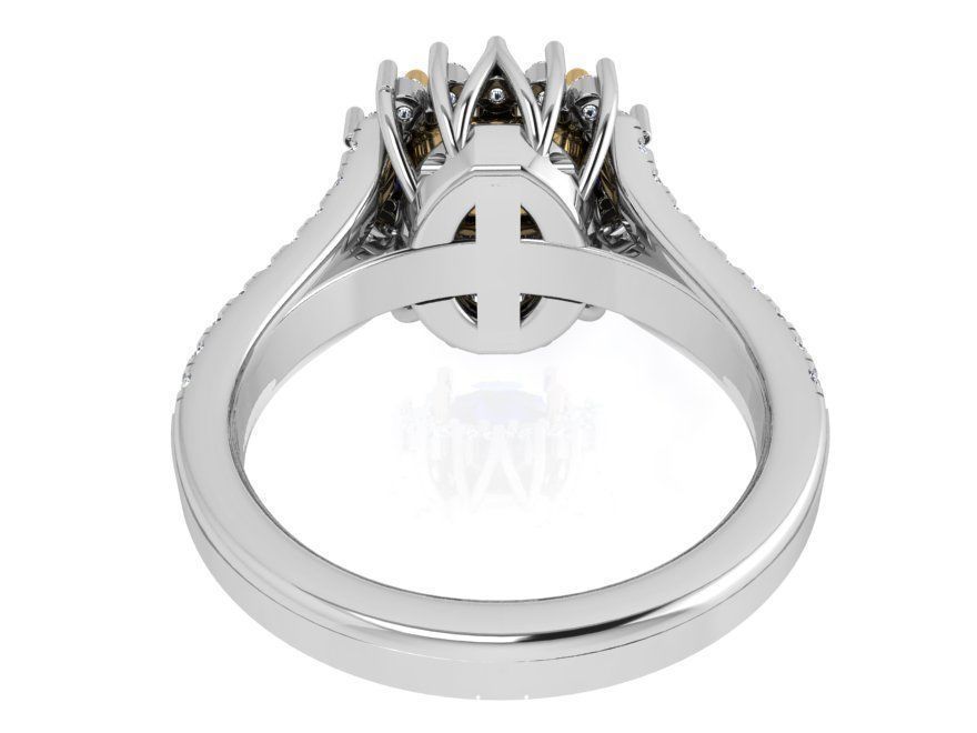 Square blue stone diamond ring 3561 3D print model  3D print model_3