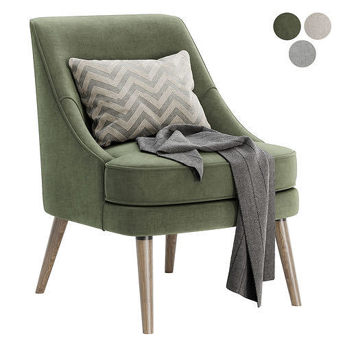 Kora Upholstered Side Chair 3D model 2