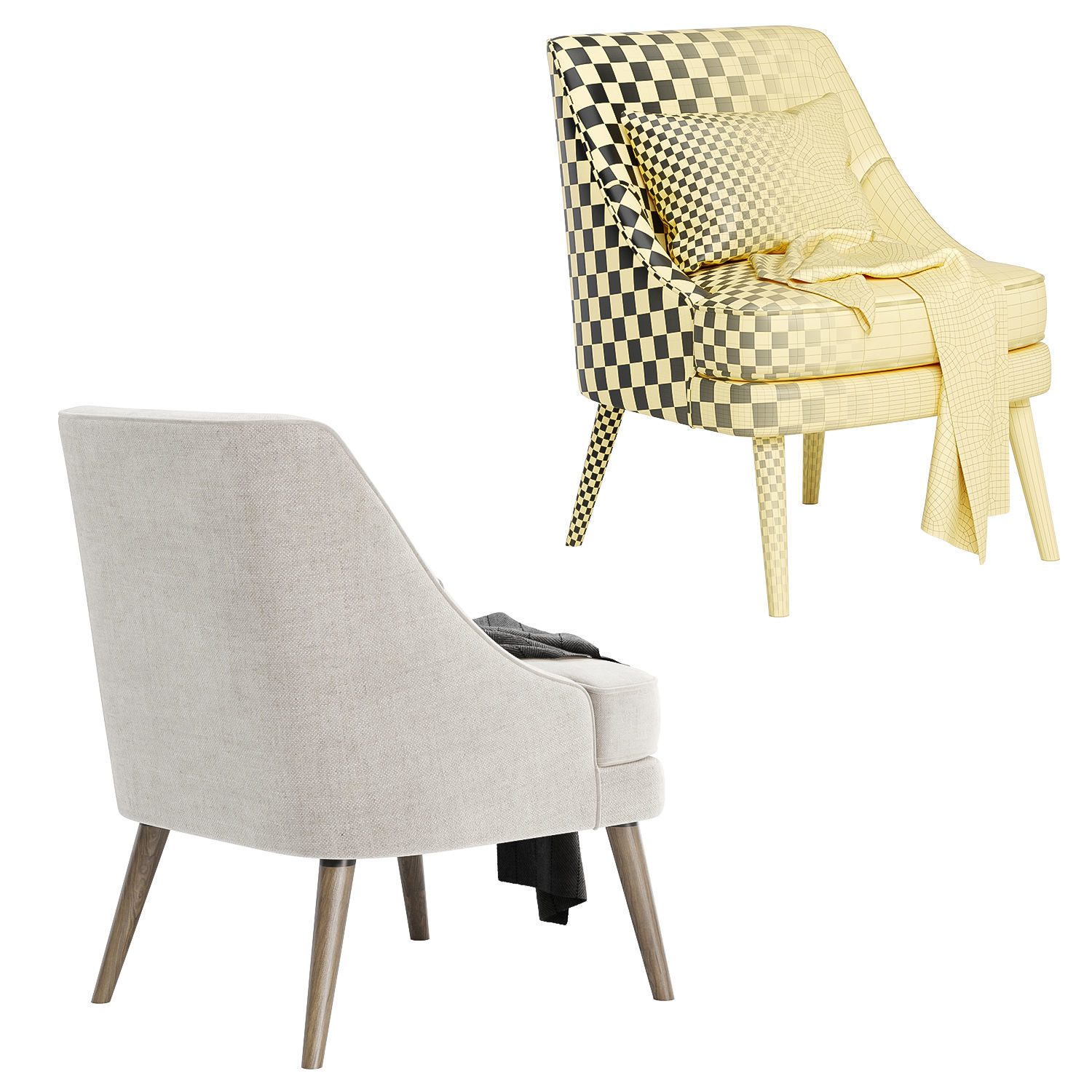 Kora Upholstered Side Chair 3D model_4