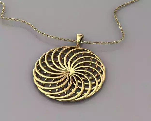 Griffin19 gold pendant with spiral design