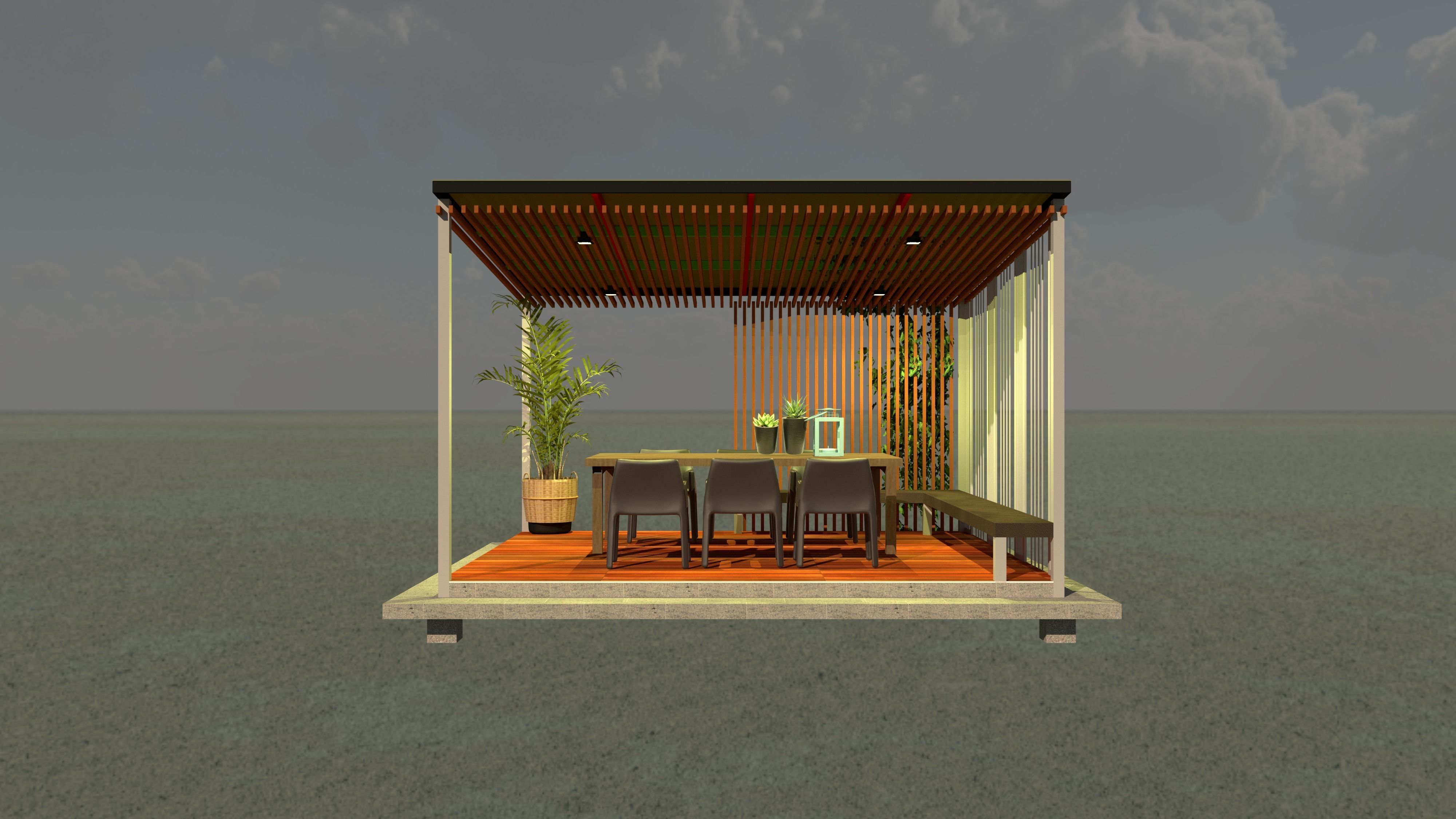 Terrace garden 3D model_2