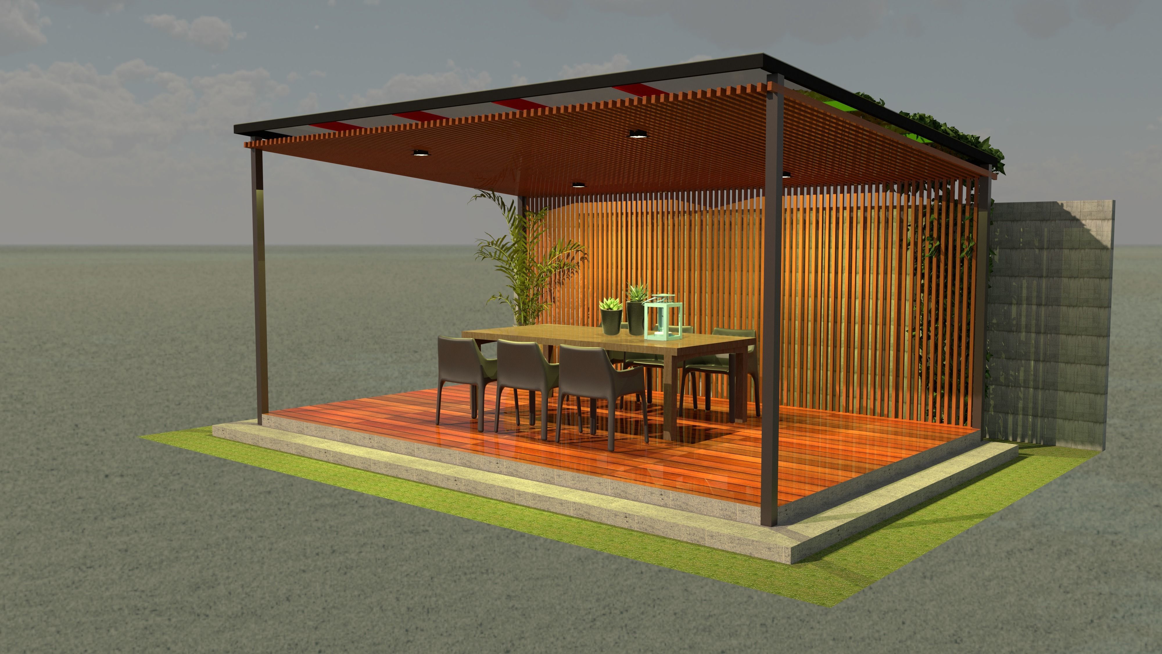 Terrace garden 3D model_4