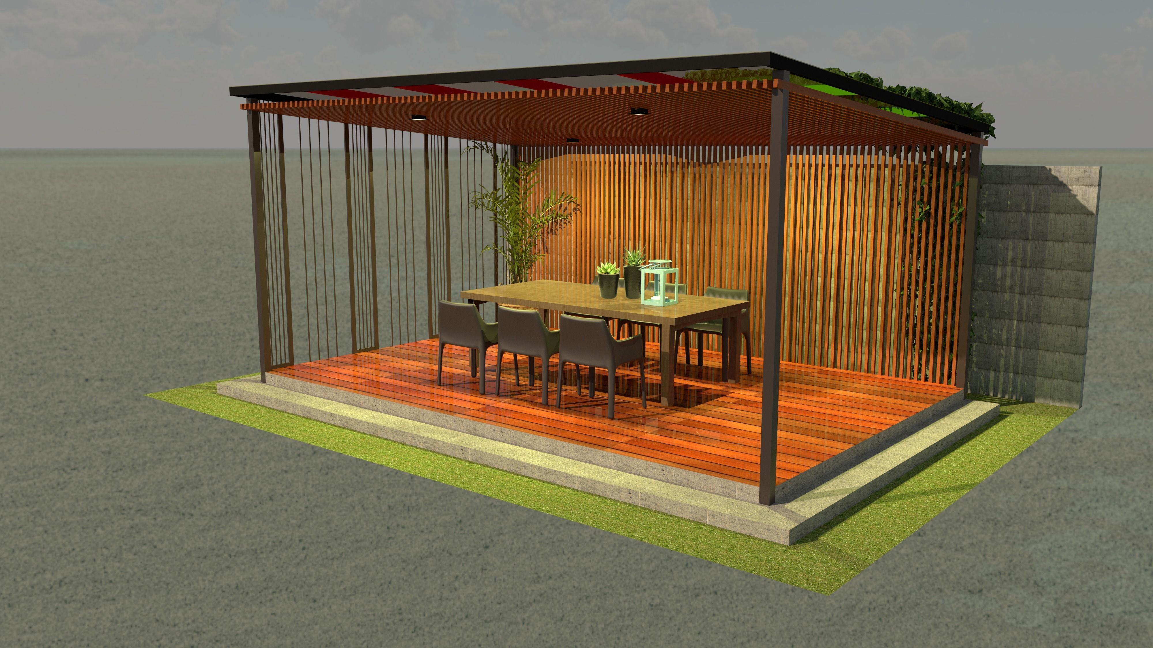 Terrace garden 3D model_1