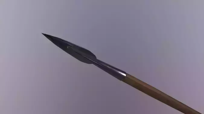 Spear 3D Model sword with wooden handle