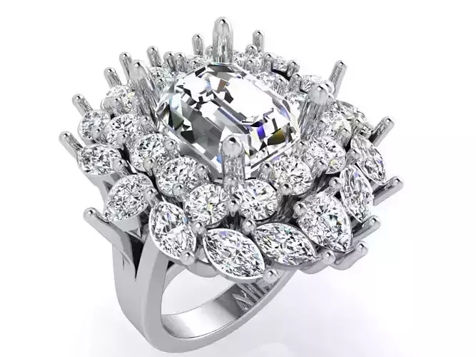 Splendid Opened flower diamond ring 3566 3D print  model 