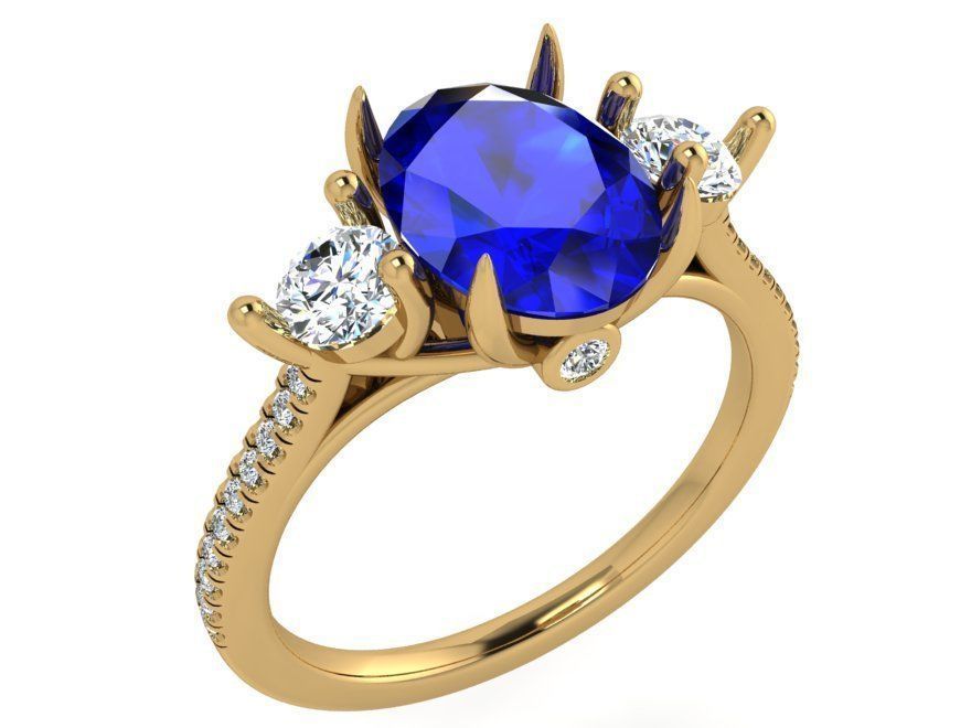 Blue and white diamond ring 3568 3D print model 3D print model_1