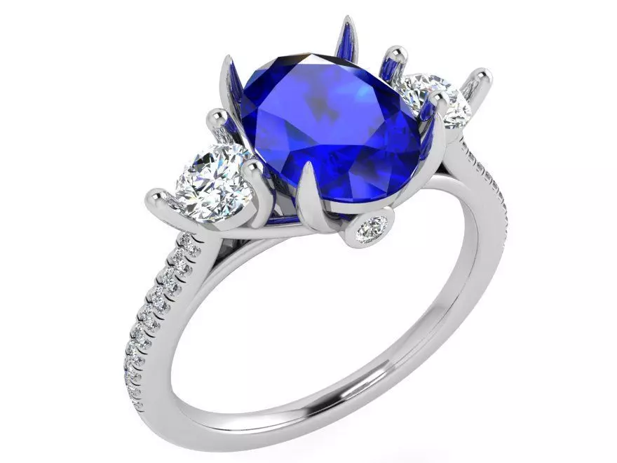 Blue and white diamond ring 3568 3D print model 3D print model_0