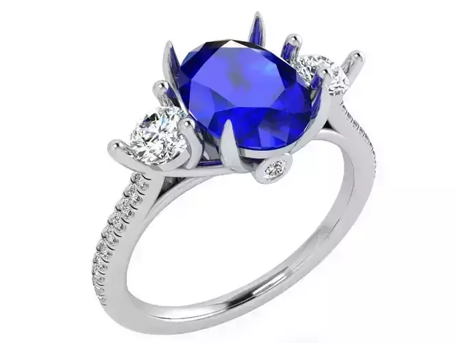 Blue and white diamond ring 3568 3D print model 