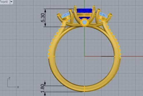 Blue and white diamond ring 3568 3D print model 3D print model_5