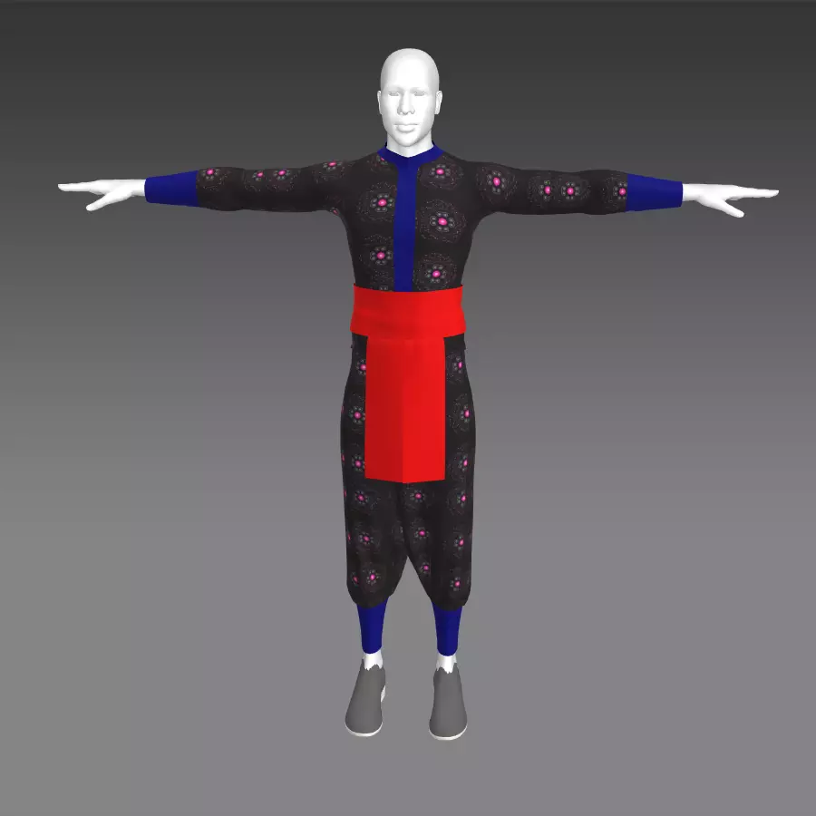 Hmong man pants outfit cartoon 3d full 3D model