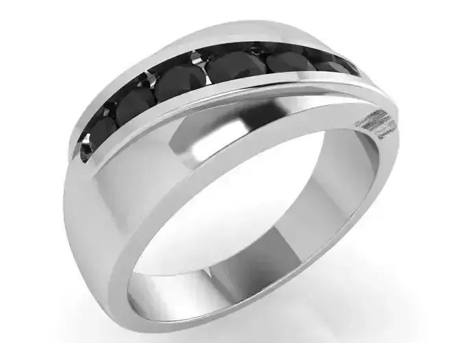 Round black stone ring 3570 3D print model 