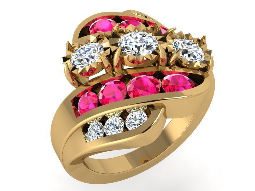 Colorful diamond ring 3571 3D print model  3D print model_1