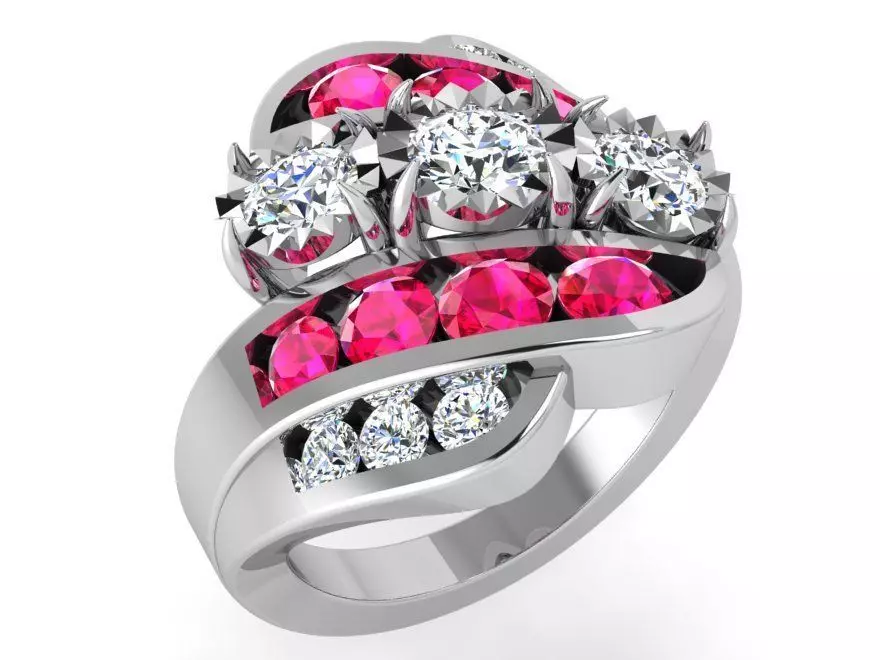 Colorful diamond ring 3571 3D print model  3D print model_0