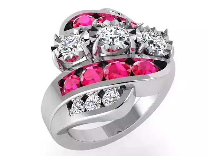 Colorful diamond ring 3571 3D print model 