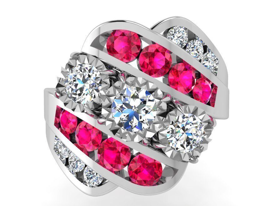 Colorful diamond ring 3571 3D print model  3D print model_2