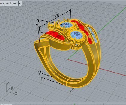 Colorful diamond ring 3571 3D print model  3D print model_7