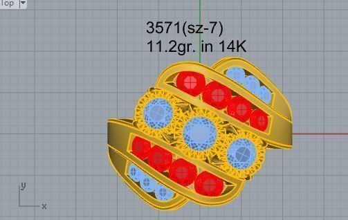 Colorful diamond ring 3571 3D print model  3D print model_4