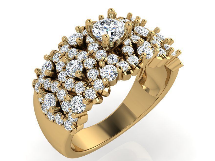 Bright small stones diamond ring 3572 3D print model 3D print model_1