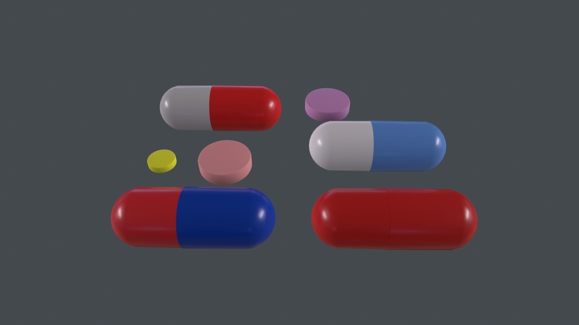 Pill 3D Model different colored pills Low-poly 3D model_3